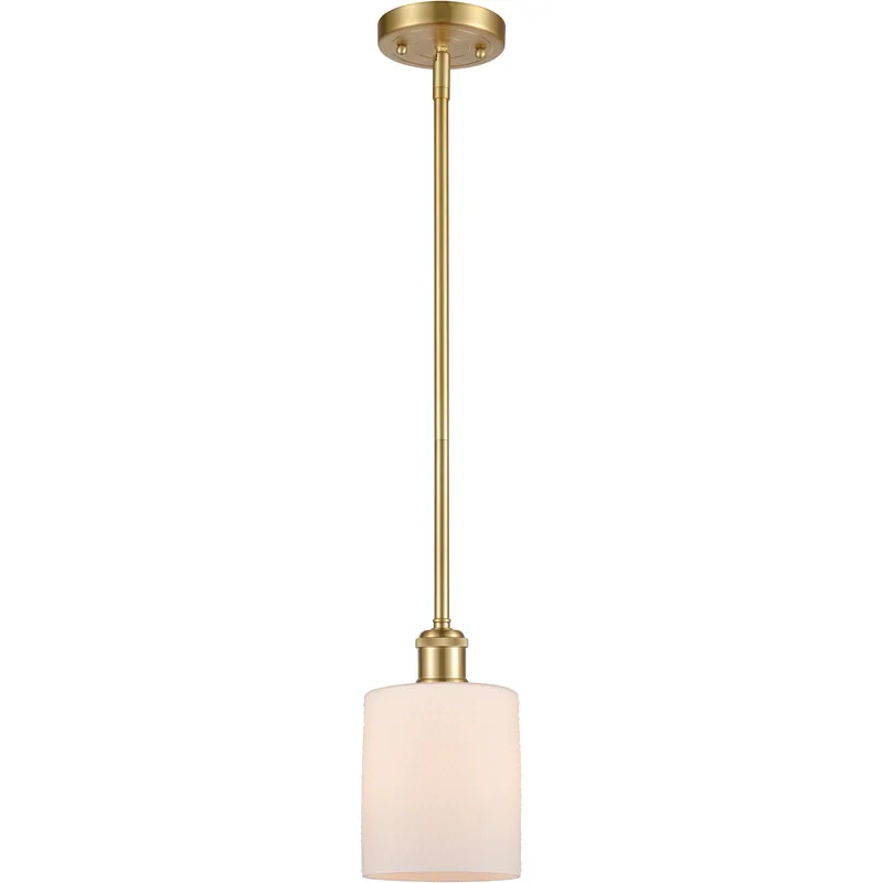 Ballston Cobbleskill 1 Light 5 inch Satin Gold Pendant Ceiling Light in Matte White Glass, Ballston
