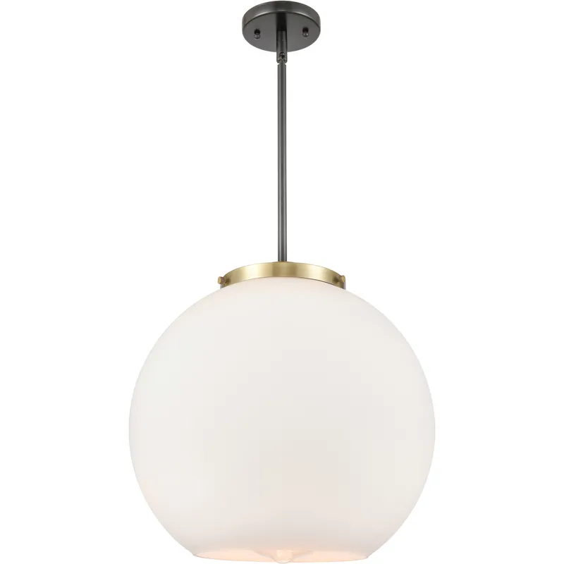 Ballston Athens 1 Light 15.75 inch Black Antique Brass Pendant Ceiling Light in Incandescent, Matte White