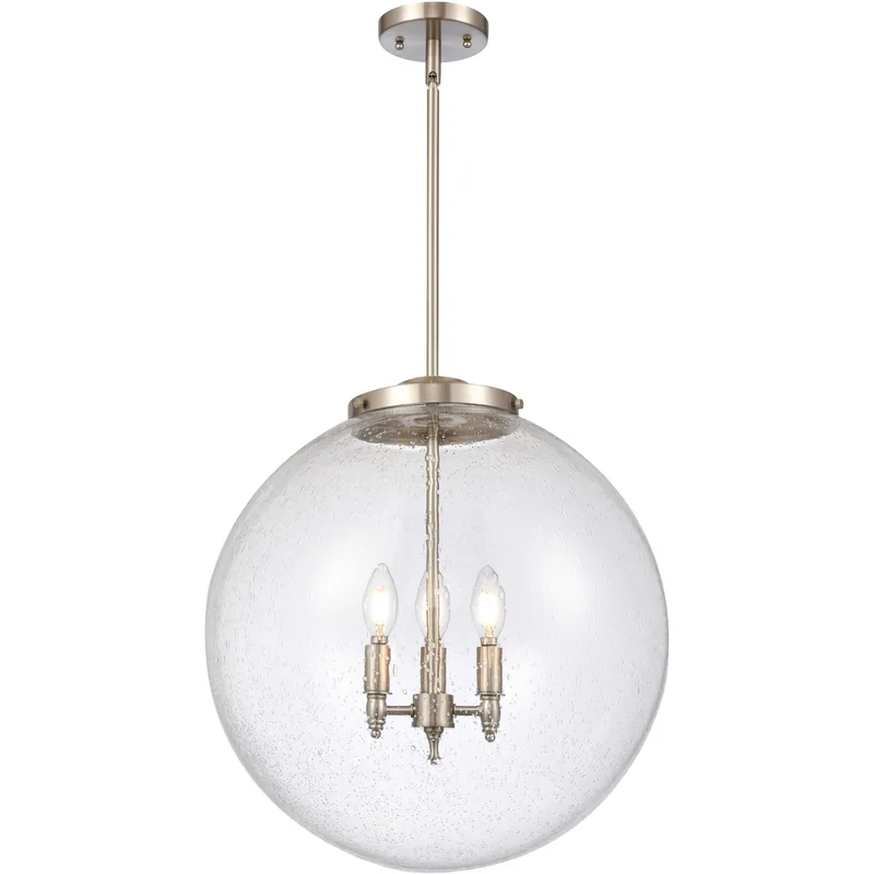 Franklin Restoration Beacon 3 Light 18 inch Brushed Satin Nickel Statement Pendant Ceiling Light in Incandescent, Seedy