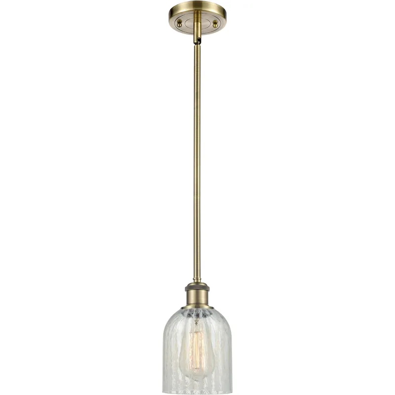 Ballston Caledonia 1 Light 5 inch Antique Brass Pendant Ceiling Light in Incandescent, Mouchette Glass, Ballston