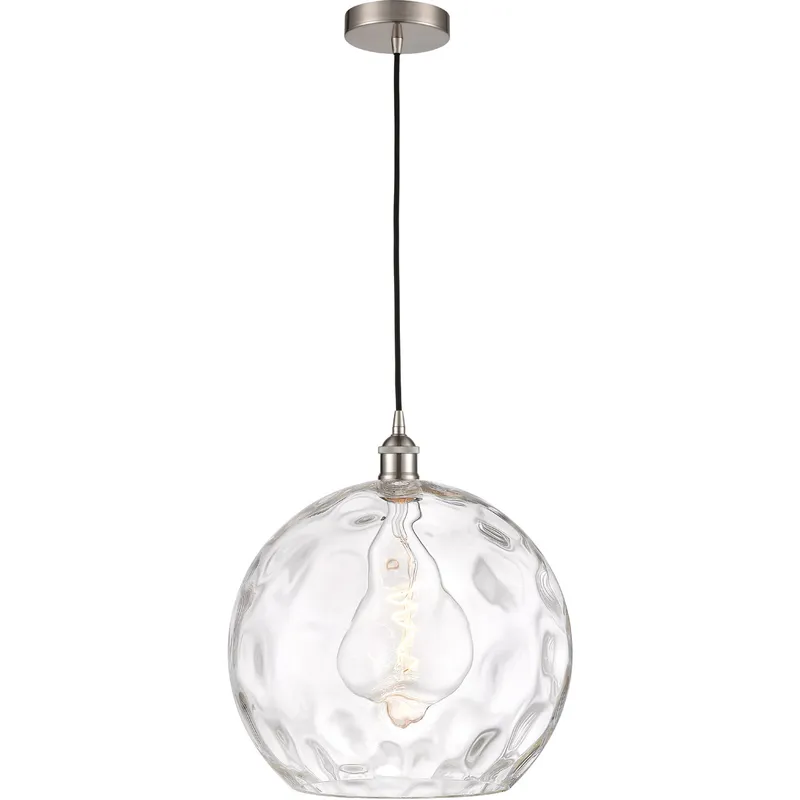 Edison Athens Water Glass LED 14 inch Brushed Satin Nickel Pendant Ceiling Light