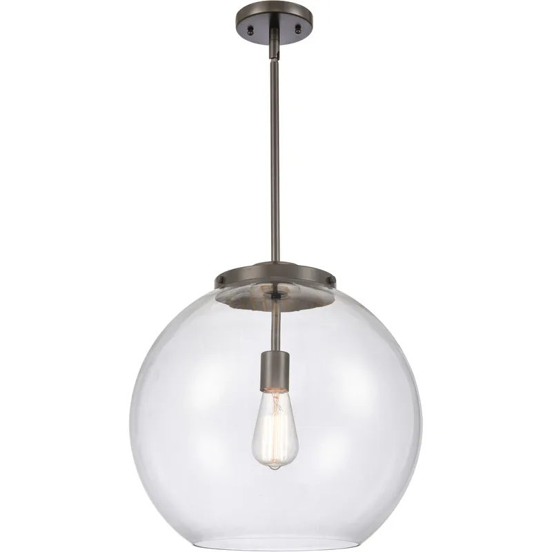 Ballston Athens 1 Light 15.75 inch Oil Rubbed Bronze Pendant Ceiling Light in Incandescent, Clear