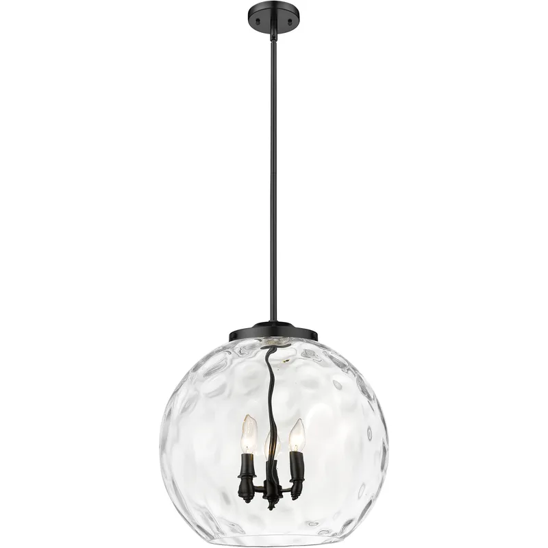 Ballston Athens Water Glass 3 Light 17.88 inch Matte Black Statement Pendant Ceiling Light in Incandescent