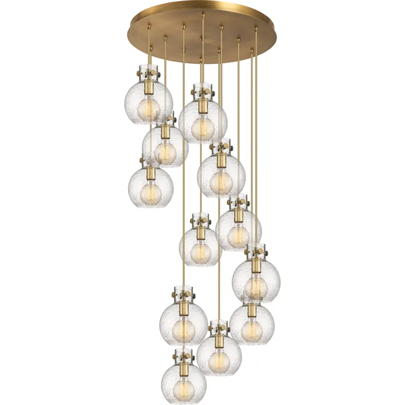 Newton Sphere 12 Light 27.25 inch Brushed Brass Multi Pendant Ceiling Light in Seedy Glass