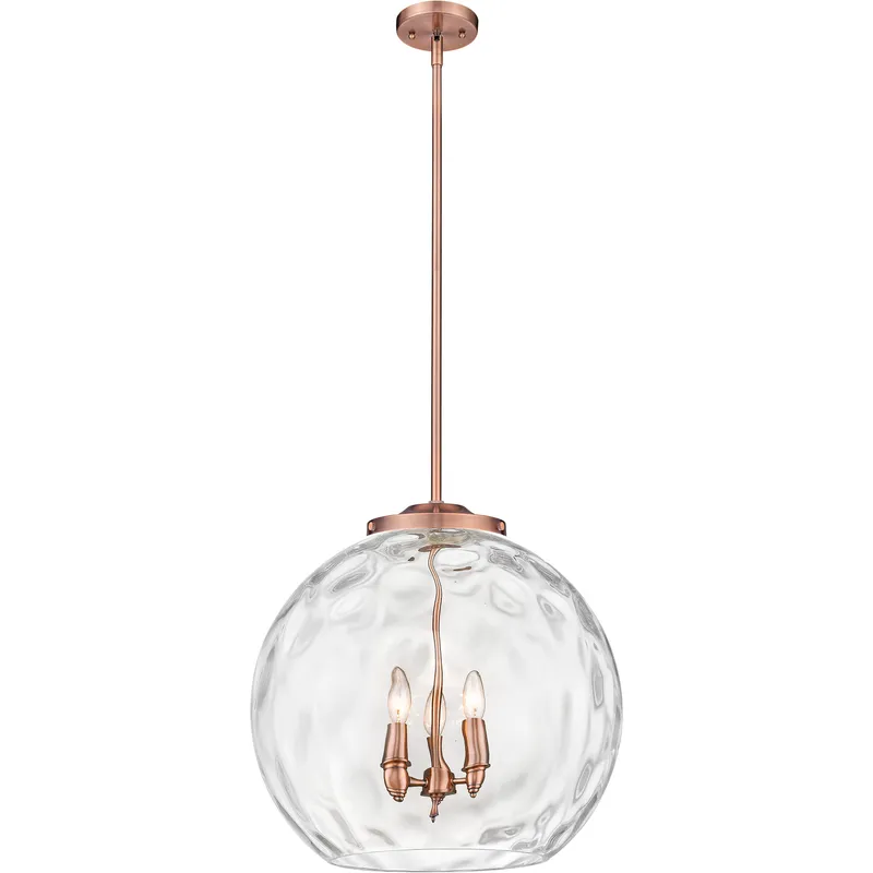 Ballston Athens Water Glass 3 Light 17.88 inch Antique Copper Statement Pendant Ceiling Light in Incandescent