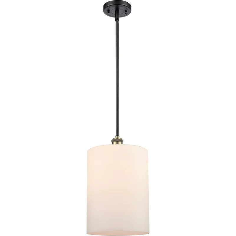 Ballston Large Cobbleskill 1 Light 9 inch Black Antique Brass Pendant Ceiling Light in Matte White Glass, Ballston