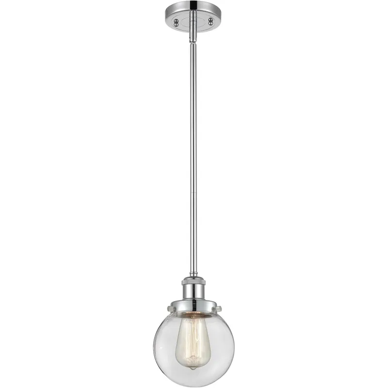 Ballston Beacon LED 6 inch Polished Chrome Pendant Ceiling Light in Clear Glass, Ballston