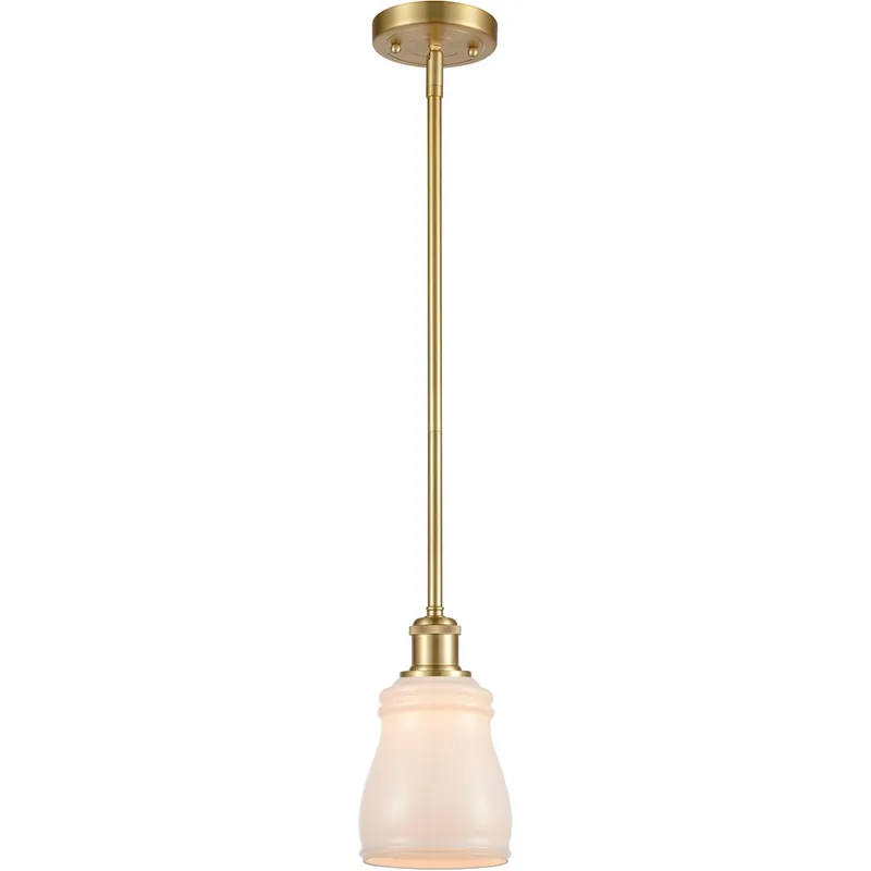 Ballston Ellery 1 Light 5 inch Satin Gold Pendant Ceiling Light in White Glass, Ballston