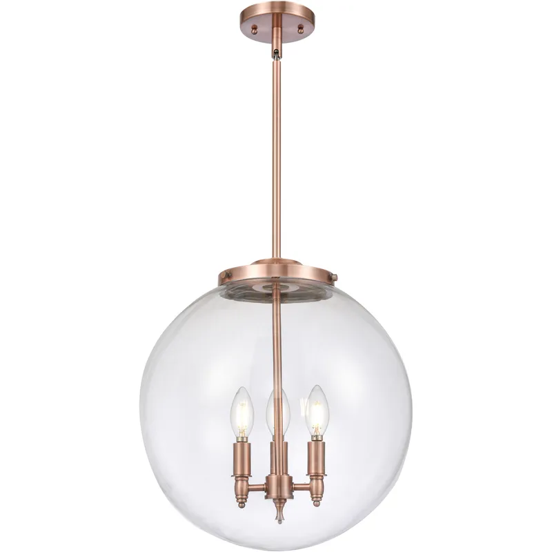 Franklin Restoration Beacon 3 Light 16 inch Antique Copper Statement Pendant Ceiling Light in Incandescent, Clear