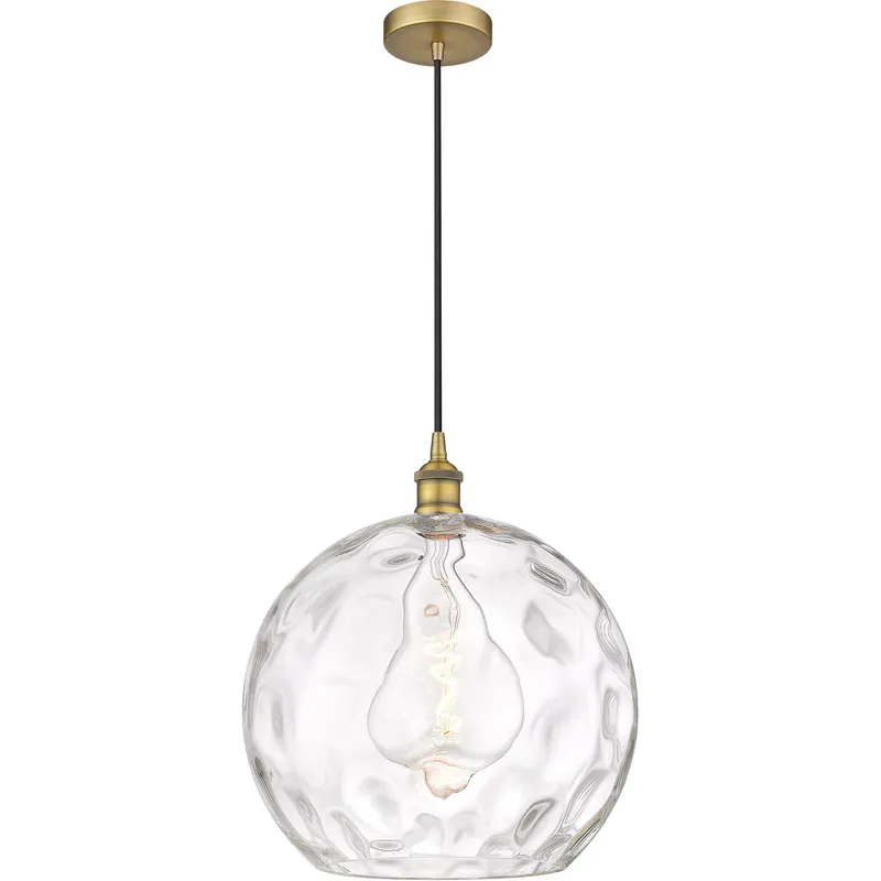Edison Athens Water Glass LED 14 inch Brushed Brass Pendant Ceiling Light