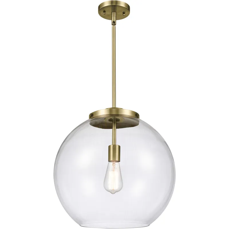 Ballston Athens 1 Light 15.75 inch Antique Brass Pendant Ceiling Light in Incandescent, Clear