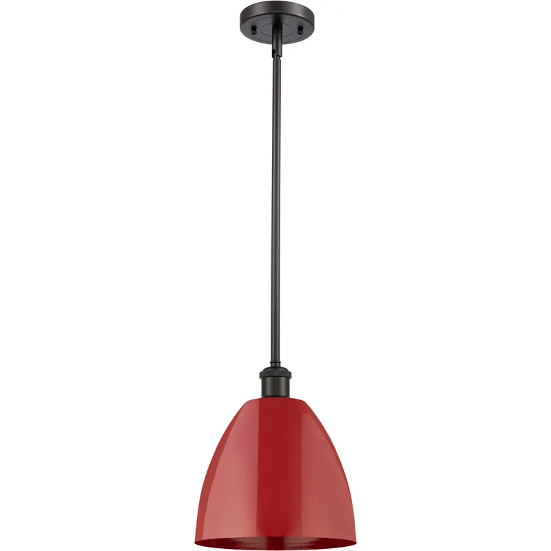Ballston Plymouth Dome 1 Light 9 inch Oil Rubbed Bronze Pendant Ceiling Light in Matte Red