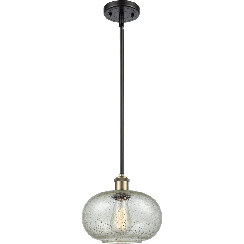 Ballston Gorham 1 Light 9.5 inch Black Antique Brass Pendant Ceiling Light in Mica Glass, Ballston