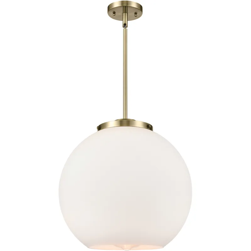 Ballston Athens LED 15.75 inch Antique Brass Pendant Ceiling Light in Matte White