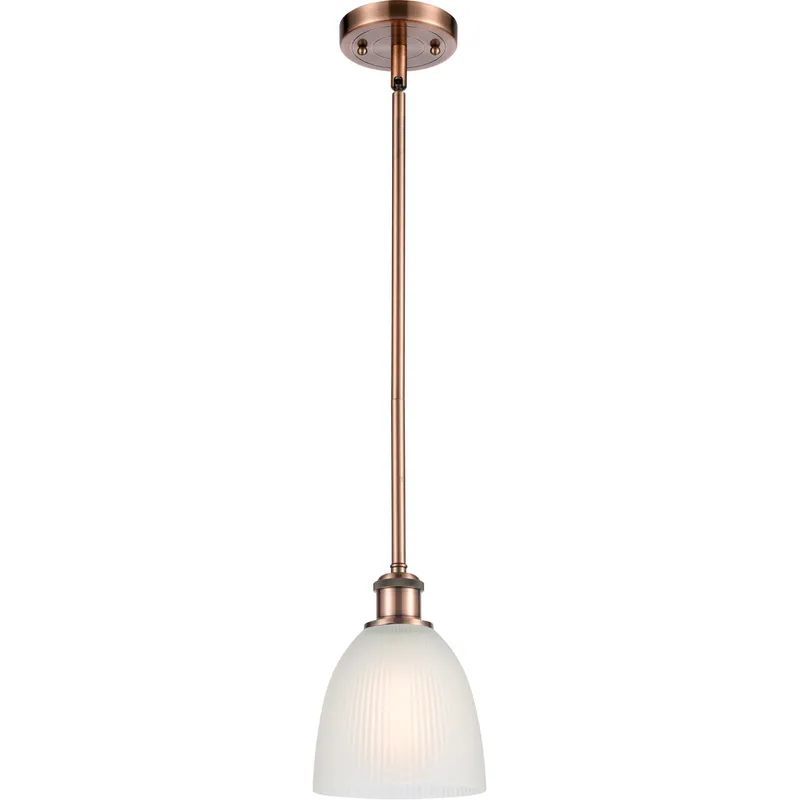 Ballston Castile 1 Light 6 inch Antique Copper Pendant Ceiling Light in White Glass, Ballston