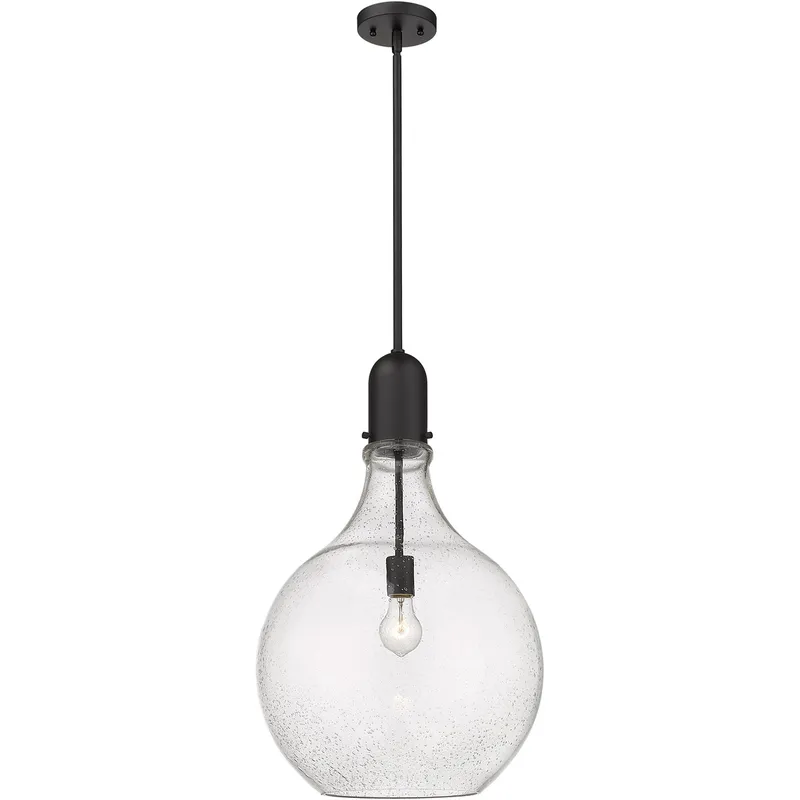 Amherst 1 Light 15.75 inch Matte Black Pendant Ceiling Light in Seedy Glass