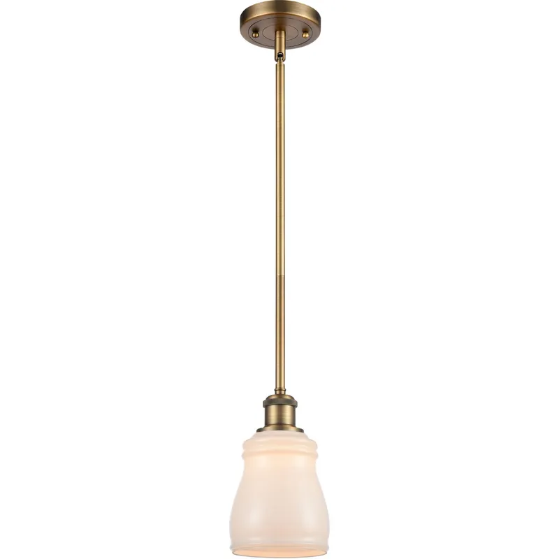 Ballston Ellery 1 Light 5 inch Brushed Brass Pendant Ceiling Light in White Glass, Ballston