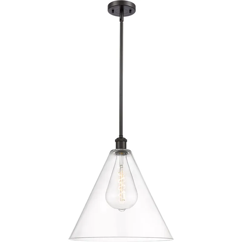 Ballston Cone LED 16 inch Oil Rubbed Bronze Pendant Ceiling Light in Clear Glass
