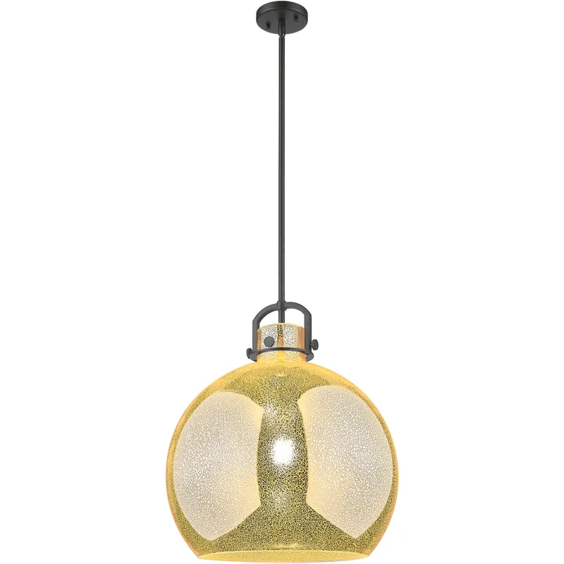 Newton Sphere 1 Light 18 inch Matte Black Pendant Ceiling Light in Mercury Glass