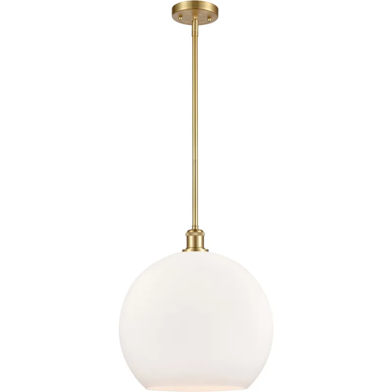 Ballston Athens 1 Light 14 inch Satin Gold Pendant Ceiling Light in Matte White Glass
