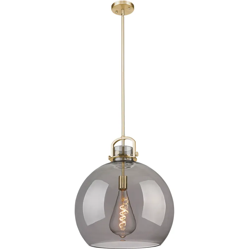 Newton Sphere 1 Light 18 inch Champagne Bronze Pendant Ceiling Light in Light Smoke Glass