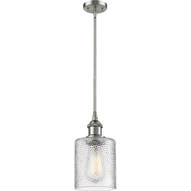 Ballston Cobbleskill 1 Light 5 inch Brushed Satin Nickel Pendant Ceiling Light in Clear Glass, Ballston