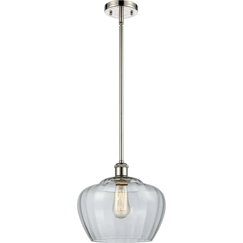 Ballston Large Fenton 1 Light 11 inch Polished Nickel Pendant Ceiling Light in Clear Glass, Ballston