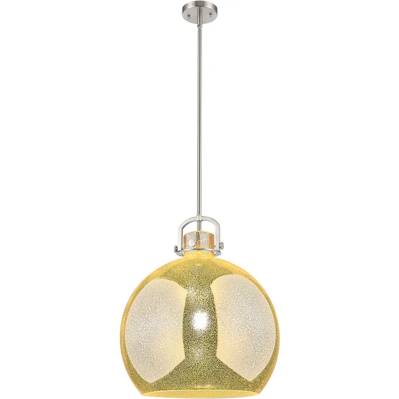 Newton Sphere 1 Light 18 inch Satin Nickel Pendant Ceiling Light in Mercury Glass