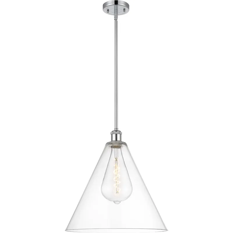 Ballston Cone LED 16 inch Polished Chrome Pendant Ceiling Light in Clear Glass