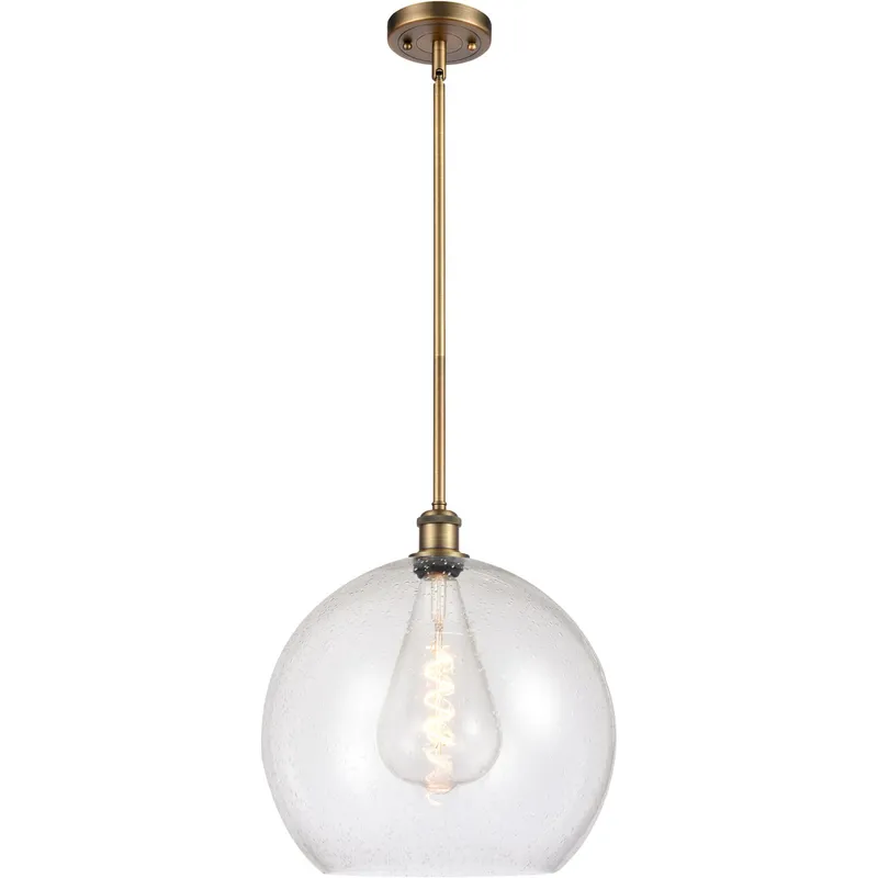 Ballston Athens 1 Light 14 inch Brushed Brass Pendant Ceiling Light in Seedy Glass