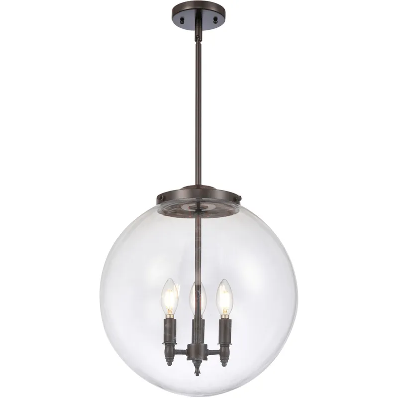 Franklin Restoration Beacon 3 Light 16 inch Oil Rubbed Bronze Statement Pendant Ceiling Light in Incandescent, Clear