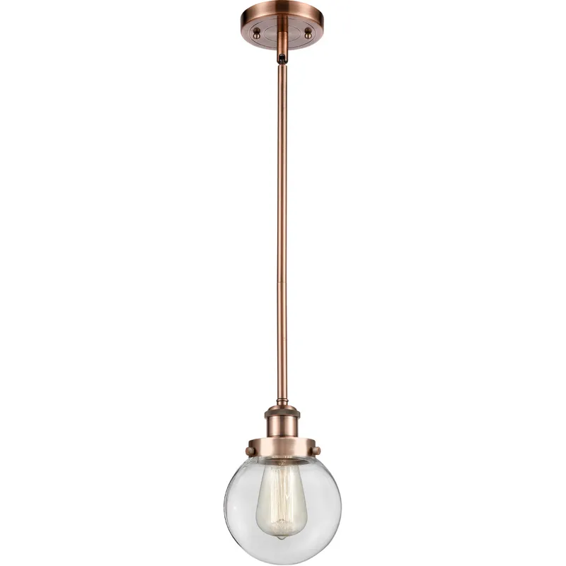 Ballston Beacon LED 6 inch Antique Copper Pendant Ceiling Light in Clear Glass
