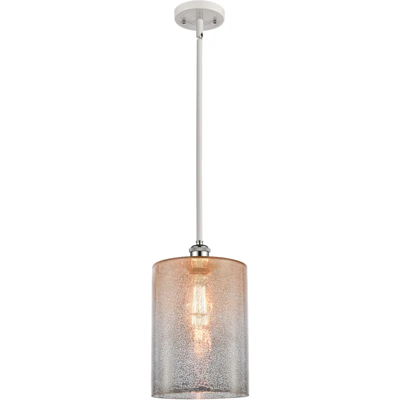 Ballston Large Cobbleskill 1 Light 9 inch White and Polished Chrome Pendant Ceiling Light in Mercury Glass, Ballston