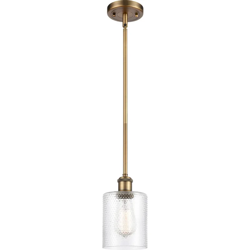 Ballston Cobbleskill 1 Light 5 inch Brushed Brass Pendant Ceiling Light in Clear Glass, Ballston