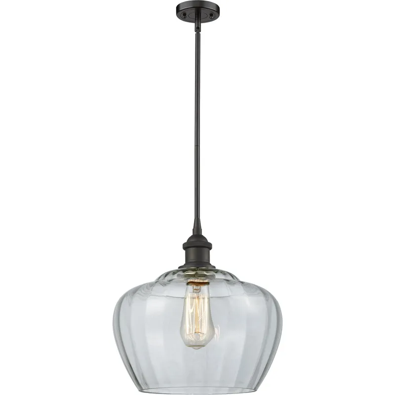 Ballston Large Fenton 1 Light 11 inch Oil Rubbed Bronze Pendant Ceiling Light in Clear Glass, Ballston