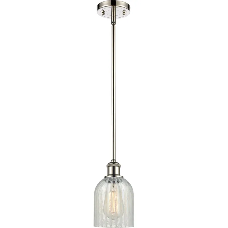 Ballston Caledonia 1 Light 5 inch Polished Nickel Pendant Ceiling Light in Mouchette Glass, Ballston