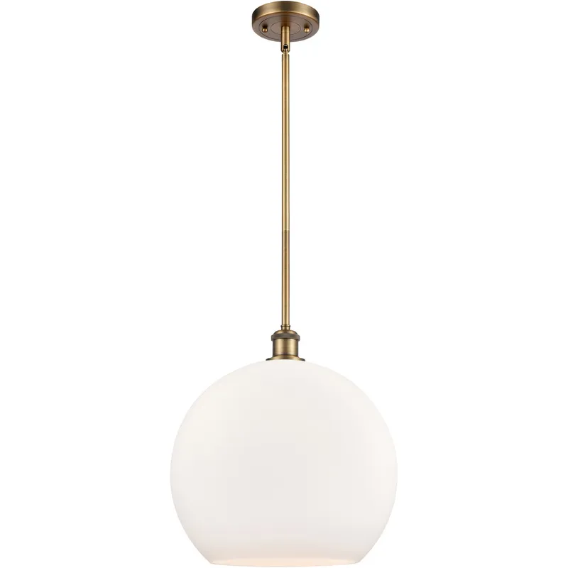 Ballston Athens 1 Light 14 inch Brushed Brass Pendant Ceiling Light in Matte White Glass
