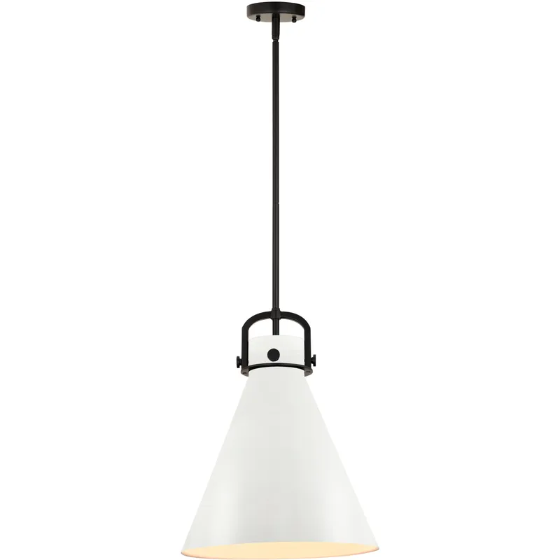 Newton Cone 1 Light 14 inch Matte Black Stem Hung Pendant Ceiling Light