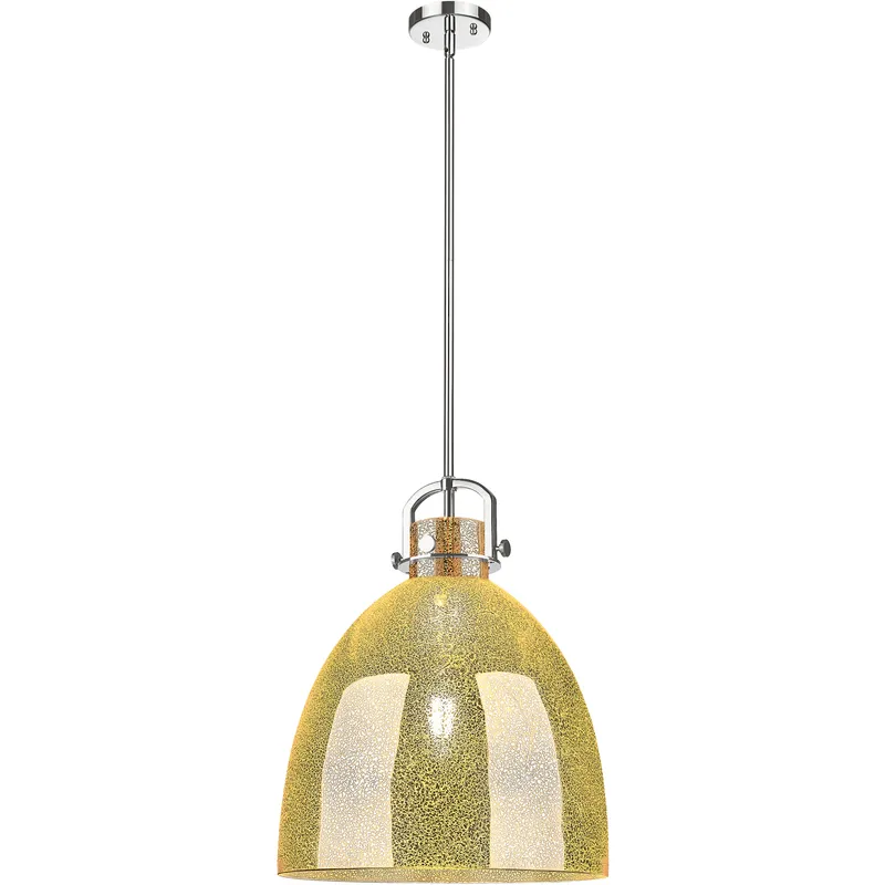 Newton Bell 1 Light 16 inch Polished Nickel Pendant Ceiling Light in Mercury Glass