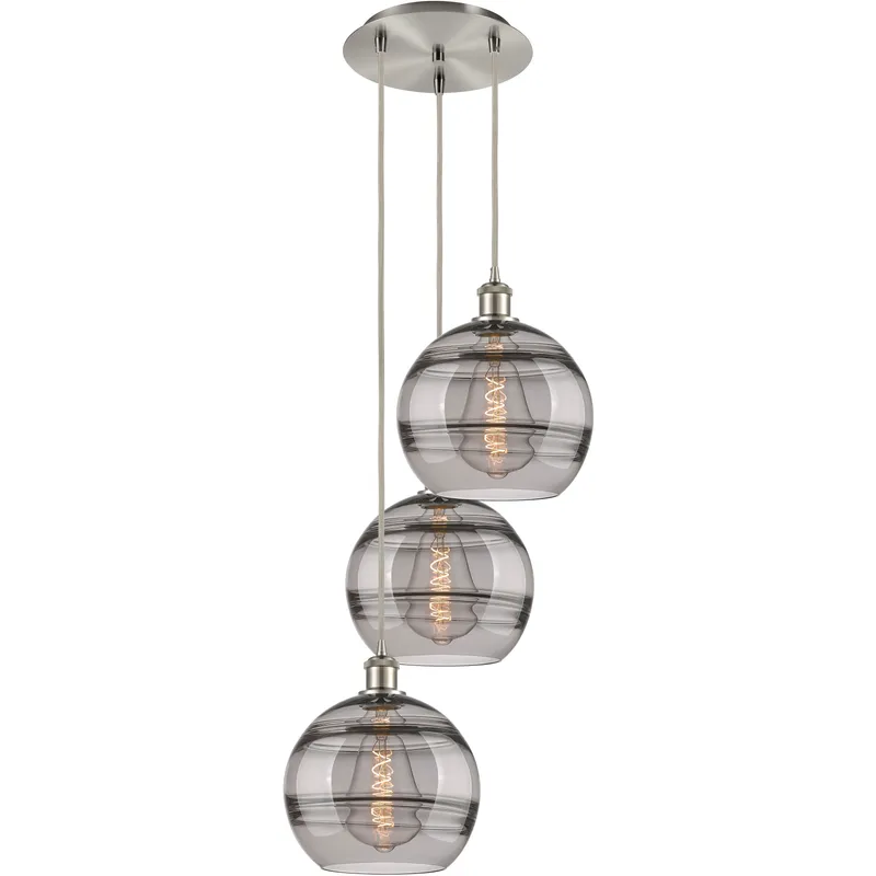 Ballston Rochester 3 Light 16.5 inch Brushed Satin Nickel Cord Hung Multi Pendant Ceiling Light