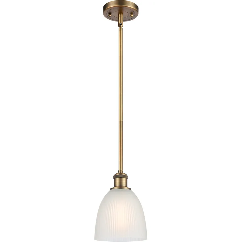 Ballston Castile 1 Light 6 inch Brushed Brass Pendant Ceiling Light in White Glass, Ballston