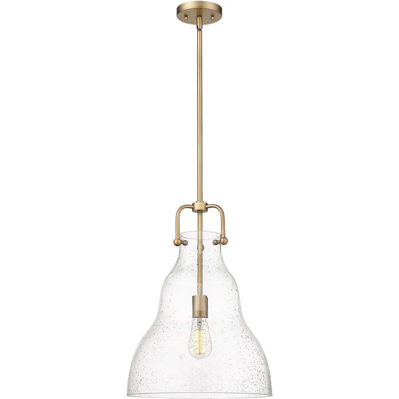 Haverhill LED 14 inch Brushed Brass Pendant Ceiling Light in Seedy Glass