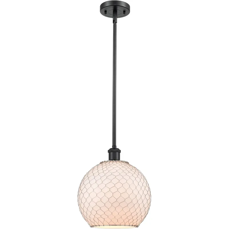 Ballston Large Farmhouse Chicken Wire 1 Light 10 inch Matte Black Pendant Ceiling Light, Ballston