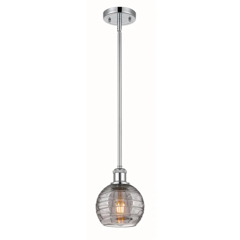 Ballston Athens Deco Swirl 1 Light 5.88 inch Polished Chrome Stem Hung Mini Pendant Ceiling Light