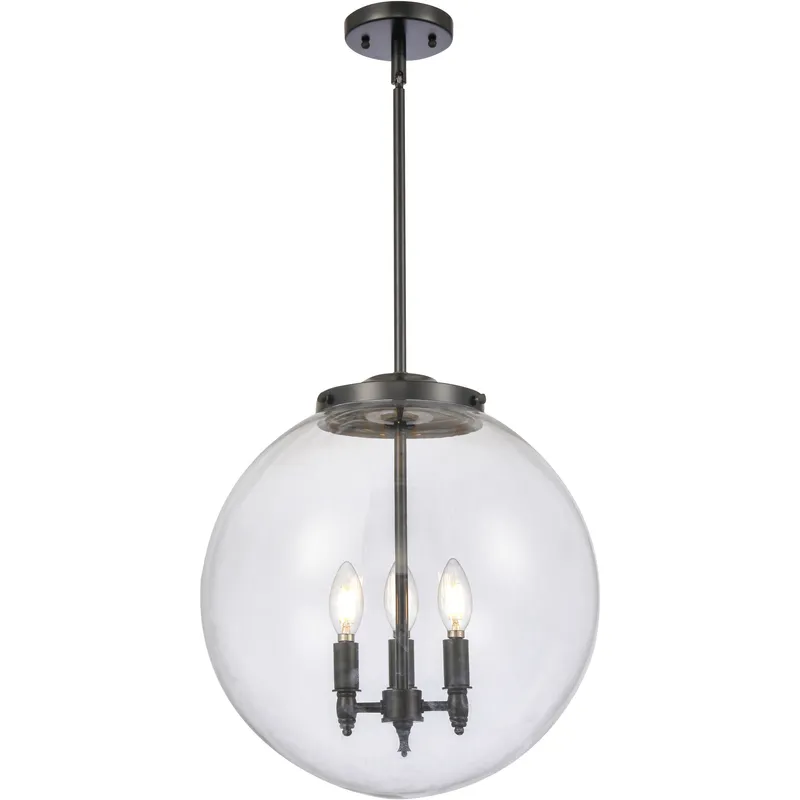 Franklin Restoration Beacon 3 Light 16 inch Matte Black Statement Pendant Ceiling Light in Incandescent, Clear