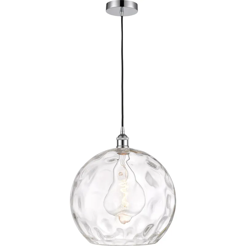 Edison Athens Water Glass LED 14 inch Polished Chrome Pendant Ceiling Light