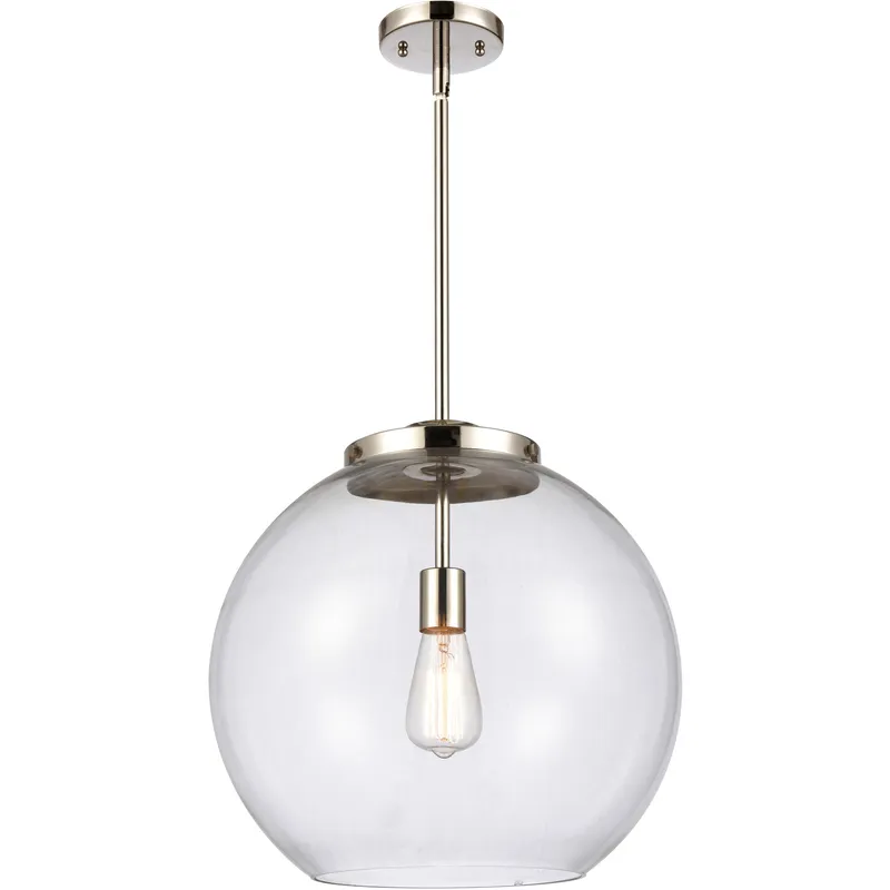 Ballston Athens 1 Light 15.75 inch Polished Nickel Pendant Ceiling Light in Incandescent, Clear