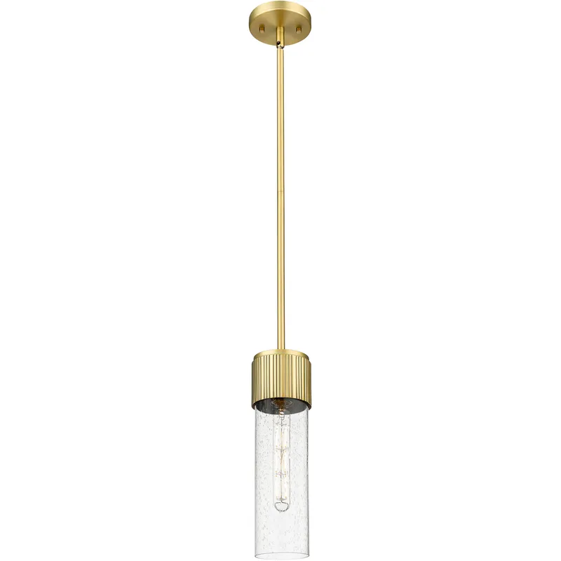Bolivar 1 Light 4 inch Brushed Brass Pendant Ceiling Light in Seedy Glass