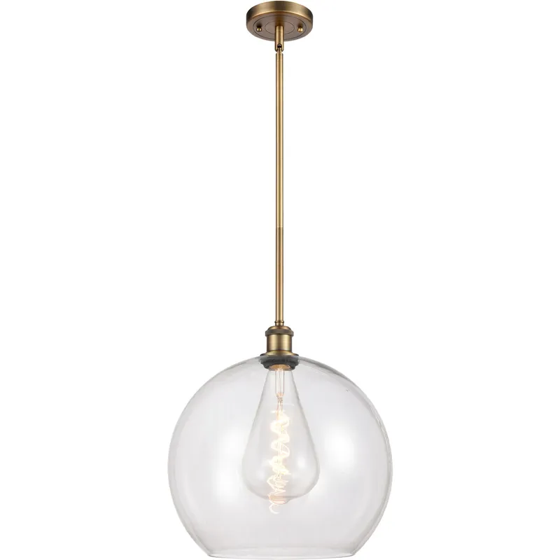 Ballston Athens 1 Light 14 inch Brushed Brass Pendant Ceiling Light in Clear Glass
