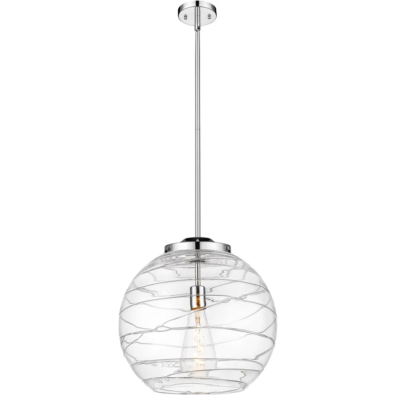Ballston Athens Deco Swirl LED 15.75 inch Polished Chrome Pendant Ceiling Light in Clear Deco Swirl